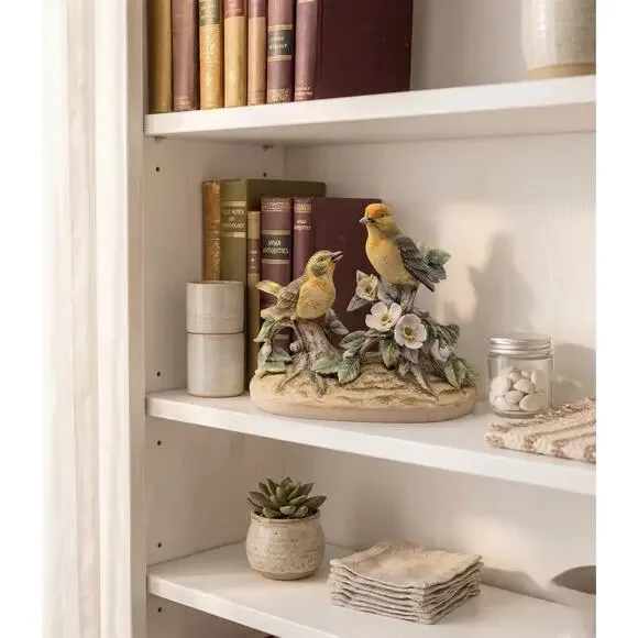 Andrea by Sadek Warbler Bird Figurine Flowering Branch 7.5" - Picture 1 of 9